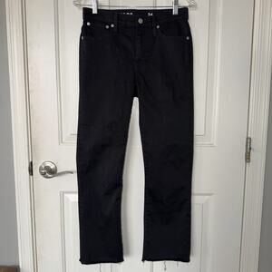 J. Crew Women's 9” Billie Demi Boot Crop Jeans Pants 26/26 Black Raw Hem